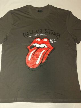 Rolling Stones Graphic Tee with Iconic Tongue Logo - Charcoal
